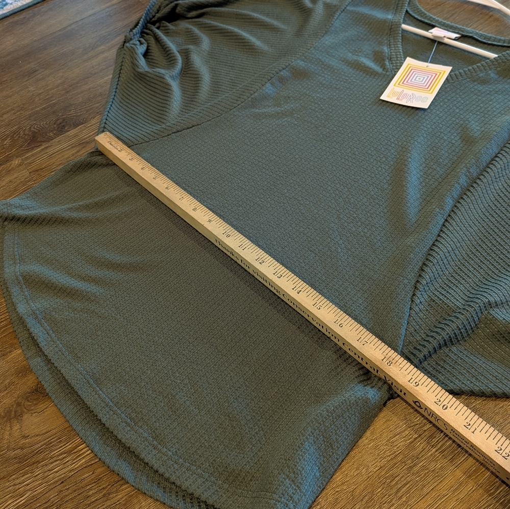 Lularoe Women's Dark Green Short Sleeve Renee Top XS - Picture 5 of 8